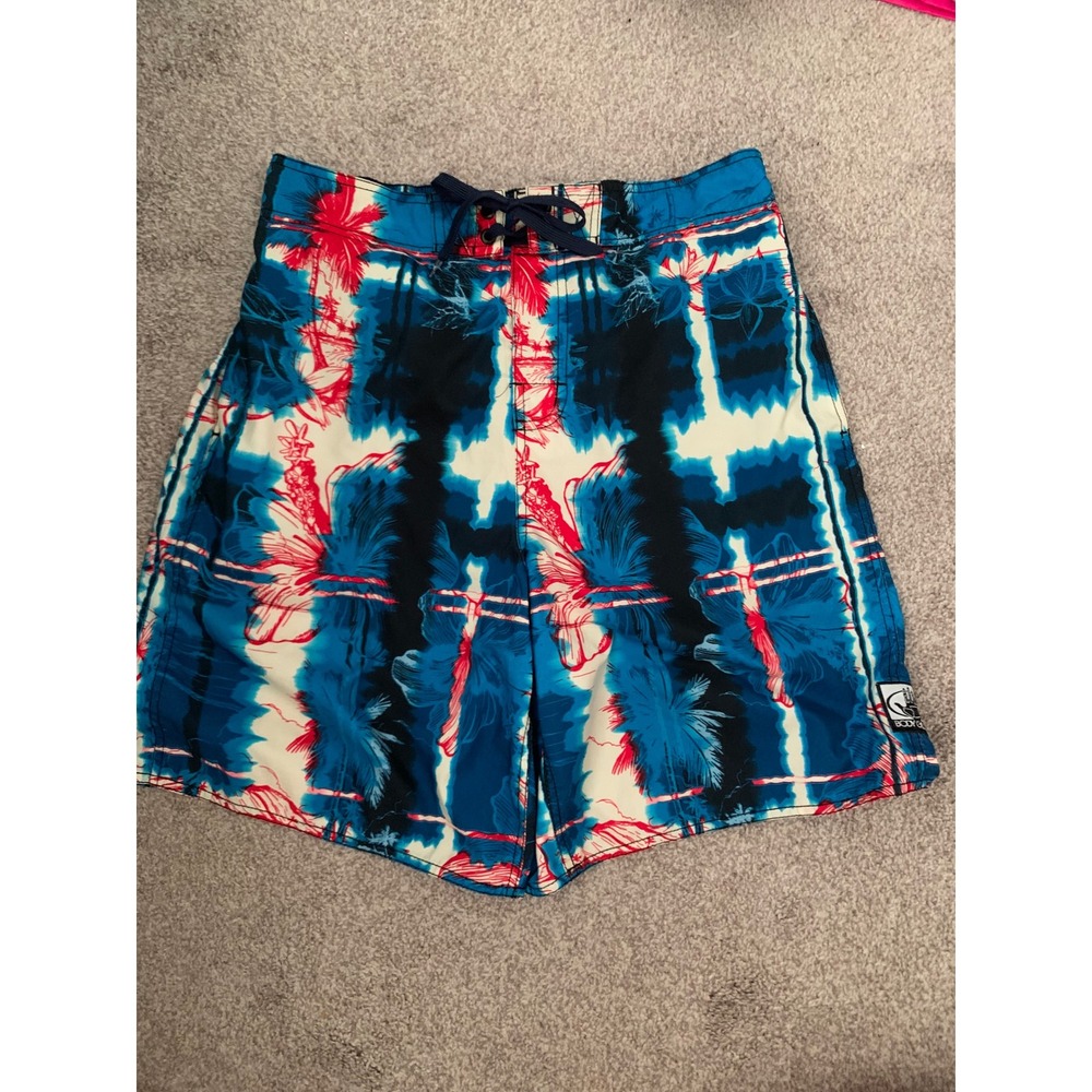 Body Glove Mens Blue Red Tropical Floral Swim Trunks Board Shorts Size Large